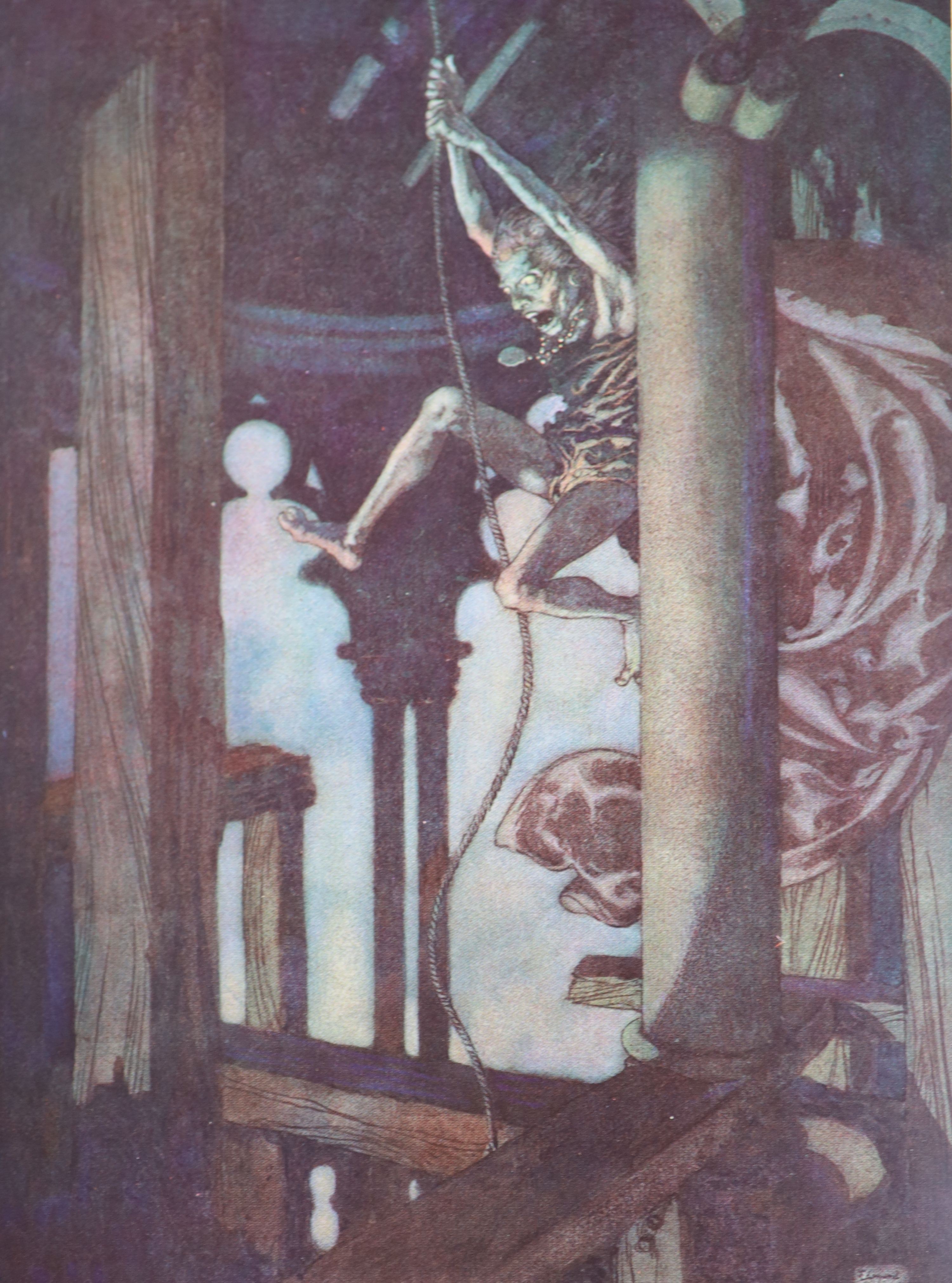 Poe, Edgar Allan - The Bells and other Poems. Complete with coloured title page vignette and 28 coloured plates by Edmund Dulac, each with a descriptive tissue guard and numerous text illustrations. Original publishers’